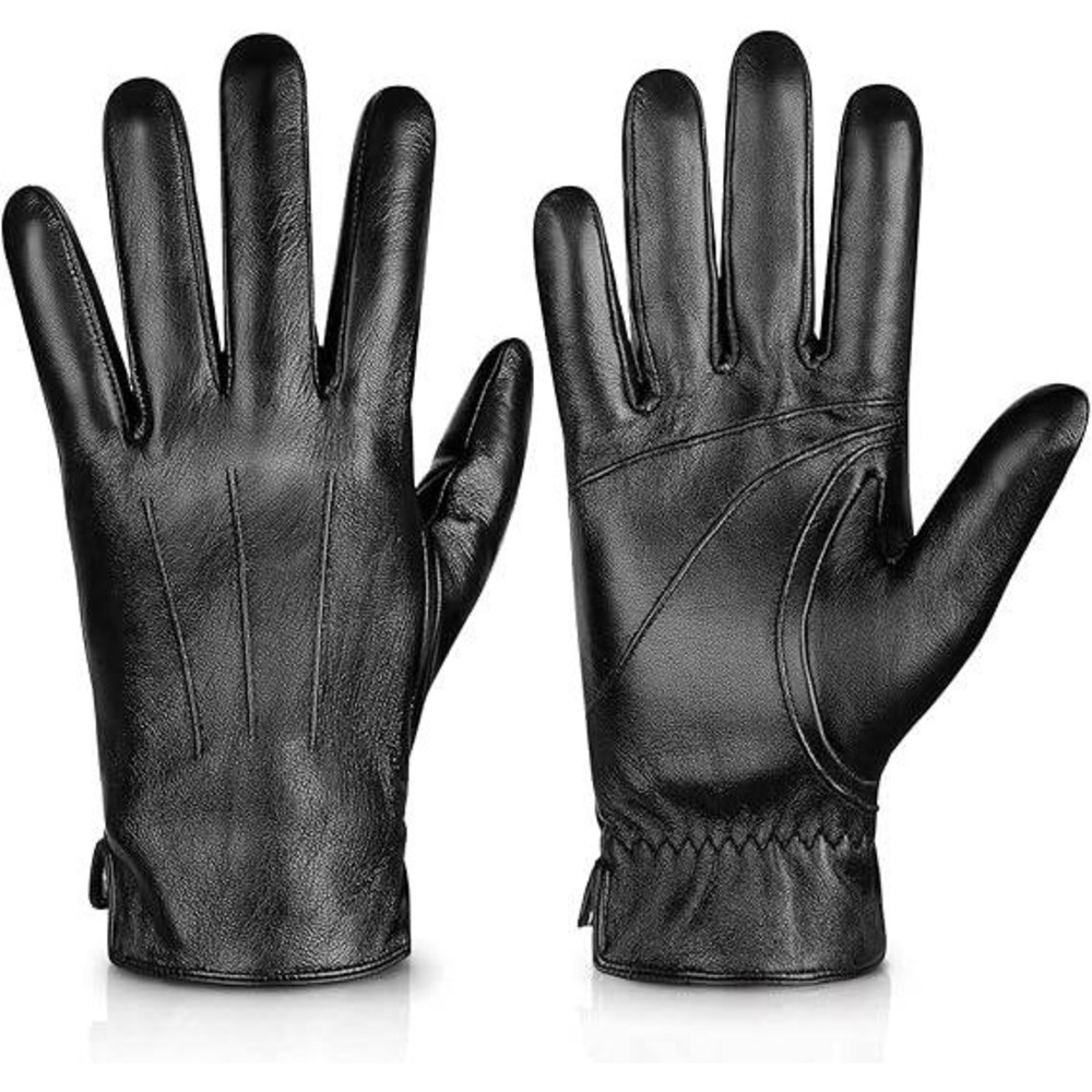 MSRP $34 Alepo Men's XL Black Genuine Sheepskin Leather Gloves Winter Warm